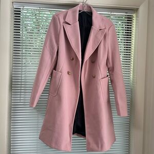 Light pink pea coat with gold buttons. Size L